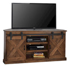 Bridgevine Home Farmhouse 66 inch Corner TV Stand for TVs up to 80 inches, No Assembly Required, Aged Whiskey Finish