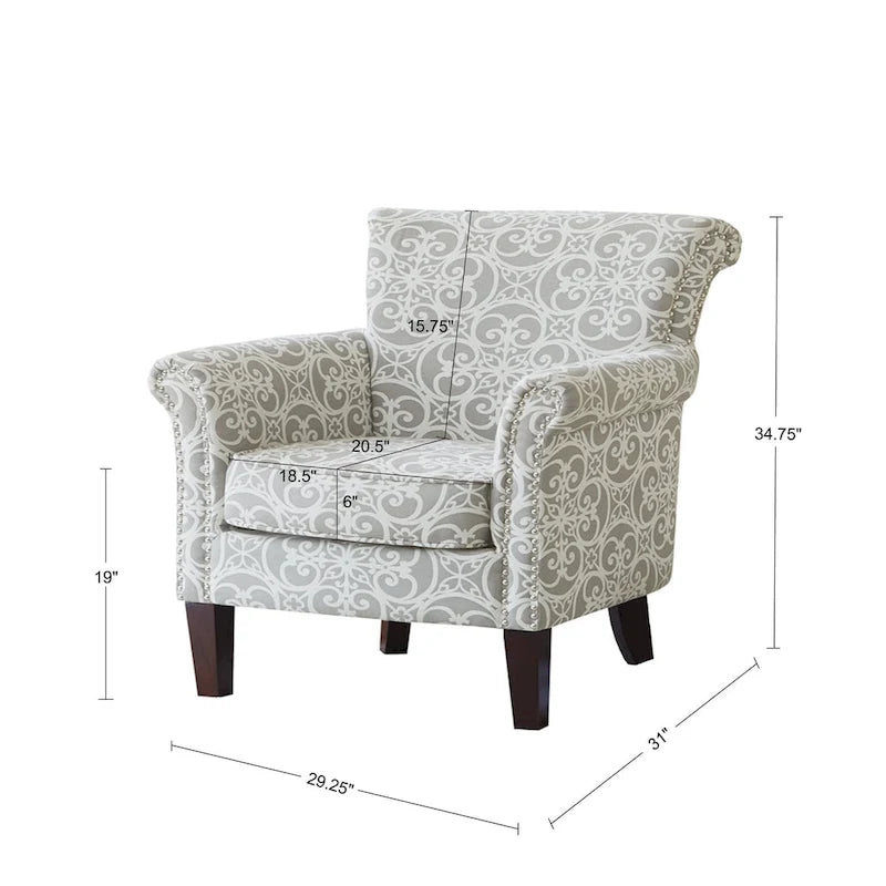 Madison Park Miri Fretwork Pattern Upholstered Tight Back Club Chair