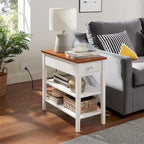 End Table with Charging Station, Side Table with Storage