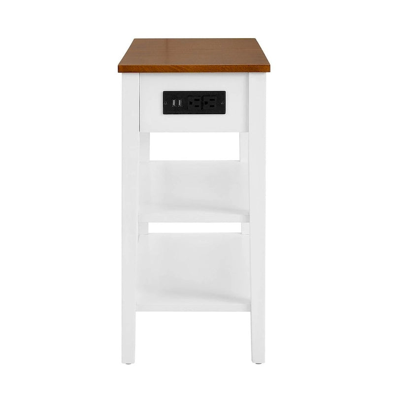 End Table with Charging Station, Side Table with Storage