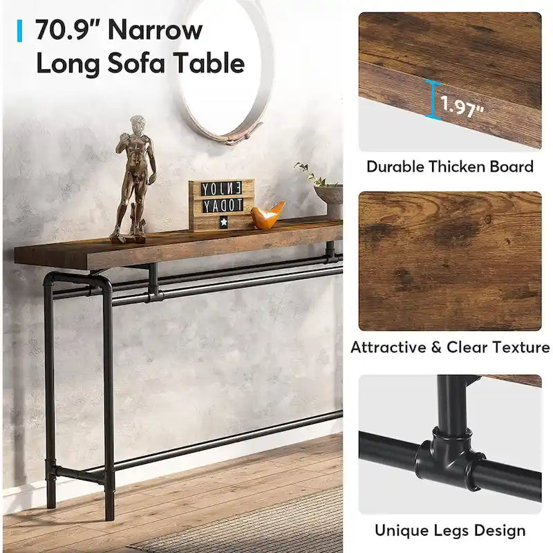 Console Table, 70.9 Narrow Long Entryway Table for Living Room - 11.81D x 70.85W x 35.43H