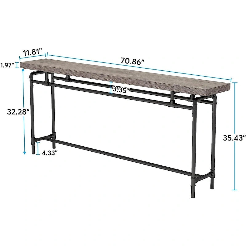 Console Table, 70.9 Narrow Long Entryway Table for Living Room - 11.81D x 70.85W x 35.43H