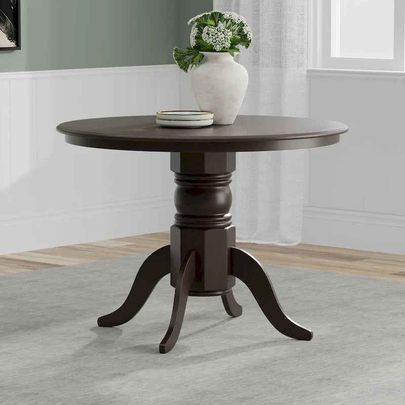 5-Piece Dining Set, 42 Round Pedestal Table and Slat Back Chairs