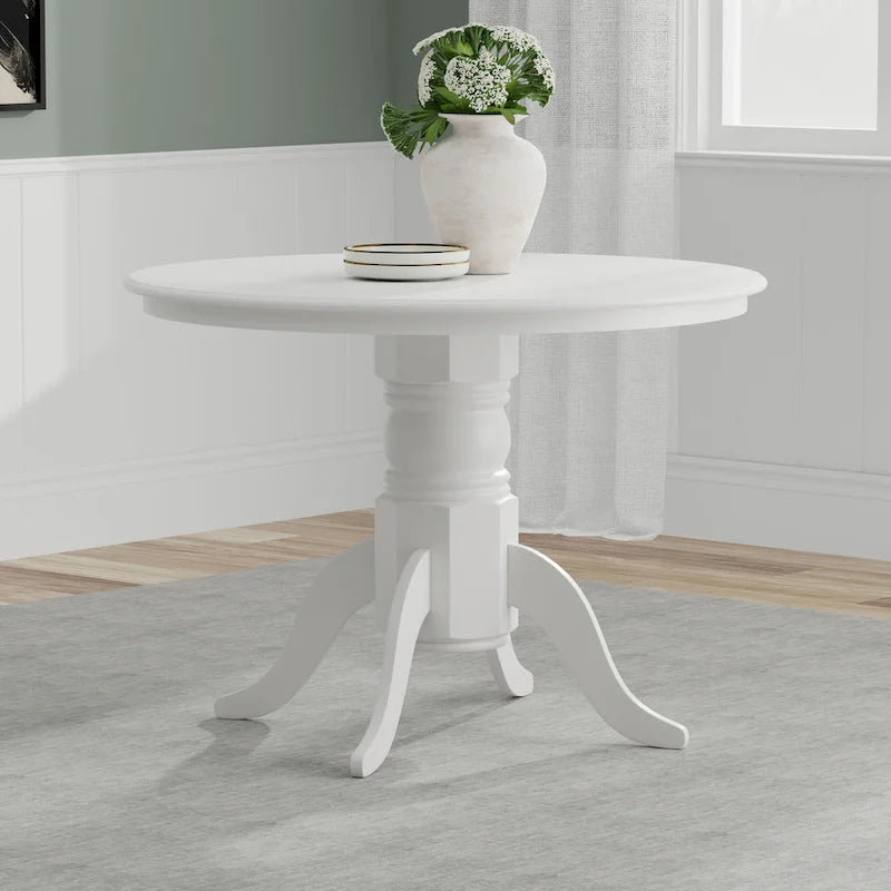 5-Piece Dining Set, 42 Round Pedestal Table and Slat Back Chairs