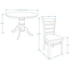 5-Piece Dining Set, 42 Round Pedestal Table and Slat Back Chairs