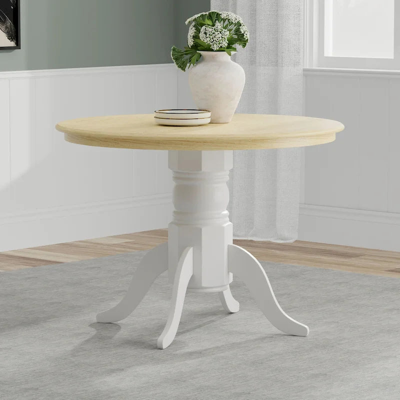 5-Piece Dining Set, 42 Round Pedestal Table and Slat Back Chairs