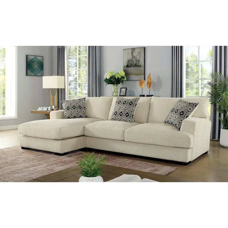 Kintra Contemporary Chenille Cushioned L-Shaped Sectional by Furniture of America