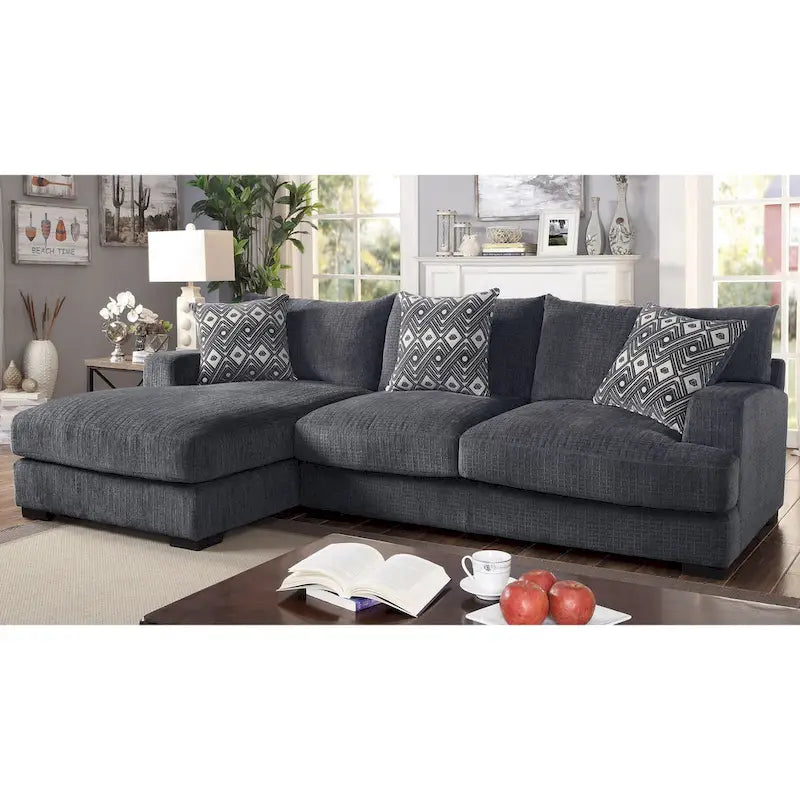 Kintra Contemporary Chenille Cushioned L-Shaped Sectional by Furniture of America