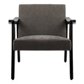 Faux Leather Accent Chair Solid Wood Armchair in Black Finish