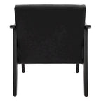 Faux Leather Accent Chair Solid Wood Armchair in Black Finish