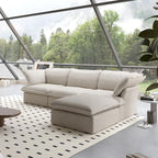 L-Shaped Linen Sectional Sofa Modern Comfortable Sofa