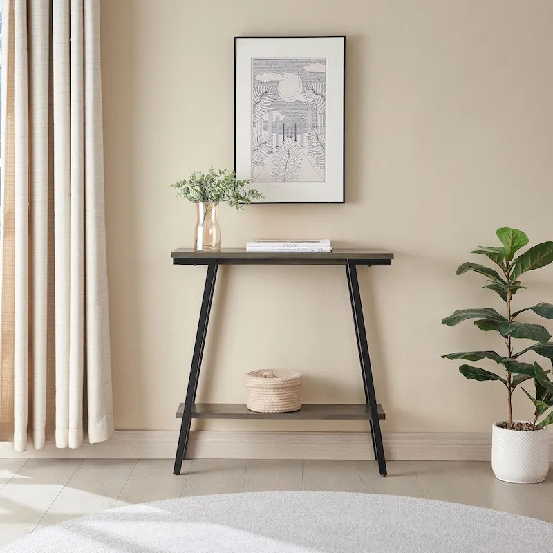 Leick Home Mixed Metal and Wood Hall Console Sofa Table