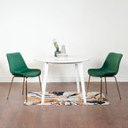 Roundhill Furniture Aufurr Contemporary 3-Piece Dining Set, White Round Table and 2 Chairs