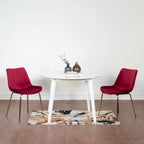 Roundhill Furniture Aufurr Contemporary 3-Piece Dining Set, White Round Table and 2 Chairs