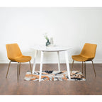 Roundhill Furniture Aufurr Contemporary 3-Piece Dining Set, White Round Table and 2 Chairs