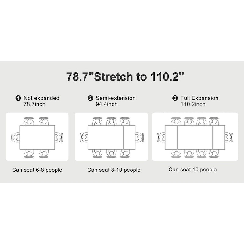 110.24 Inch Modern Minimalist 9 - Piece Extendable Sintered Stone Top Double Pedestal Dining Set