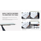 110.24 Inch Modern Minimalist 9 - Piece Extendable Sintered Stone Top Double Pedestal Dining Set