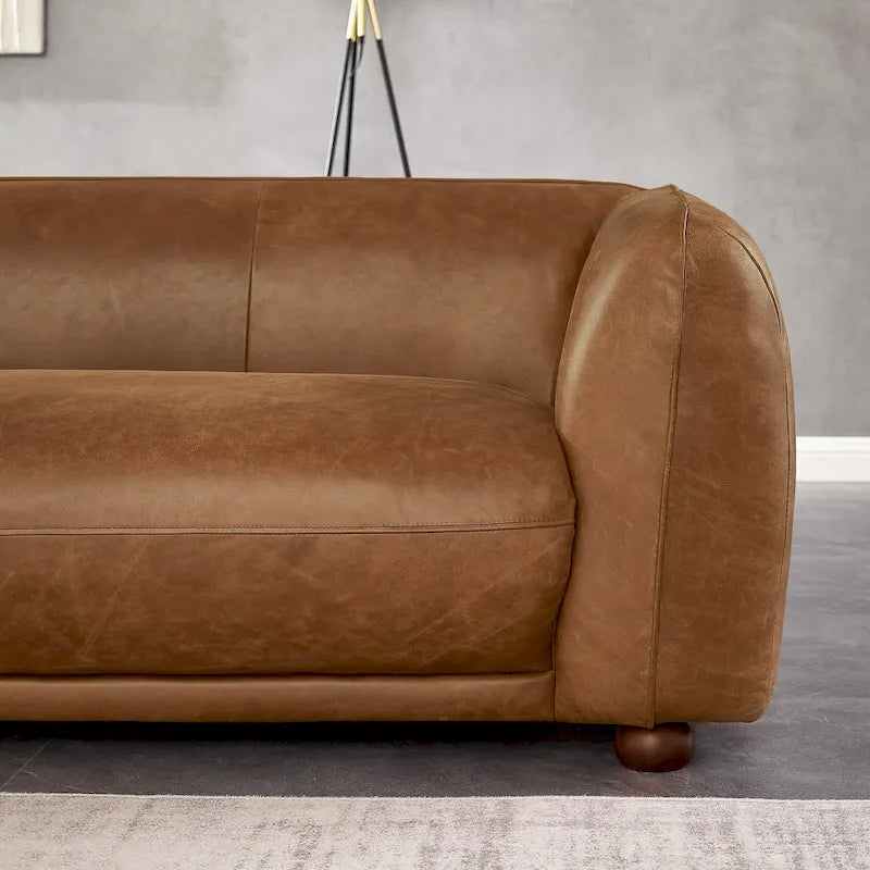 Mayla Mid Century Modern Luxury Italian Leather Couch