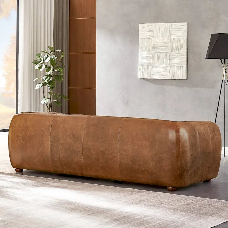 Mayla Mid Century Modern Luxury Italian Leather Couch