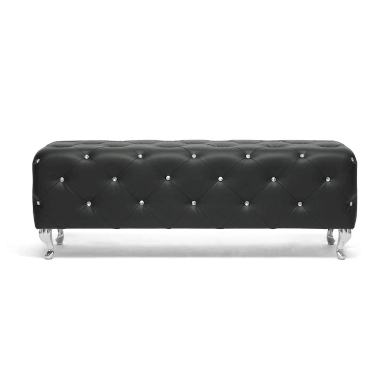 Silver Orchid Heston Crystal Tufted Modern Bench