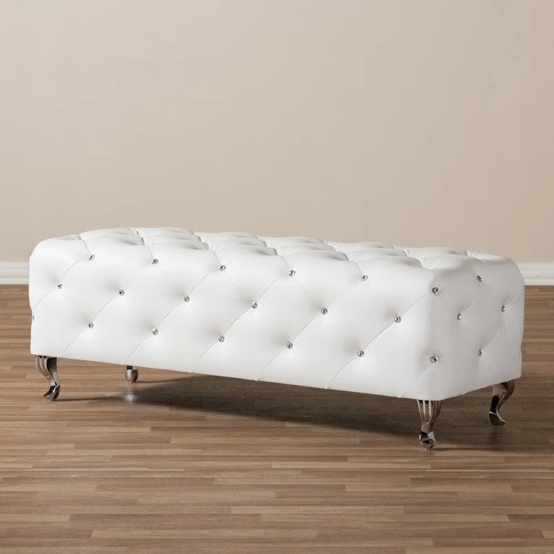 Silver Orchid Heston Crystal Tufted Modern Bench