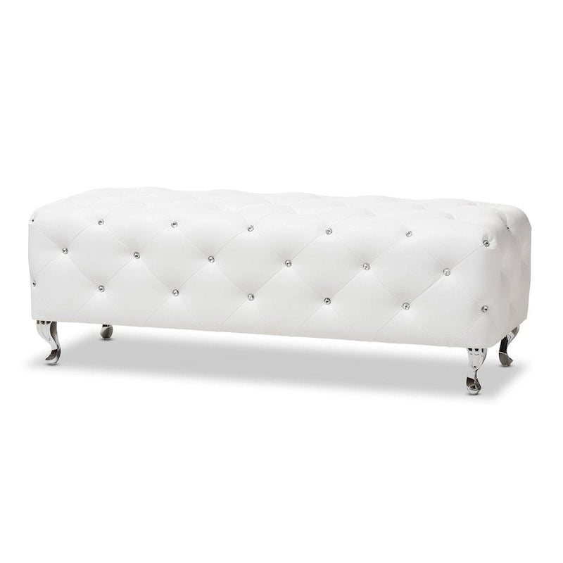 Silver Orchid Heston Crystal Tufted Modern Bench