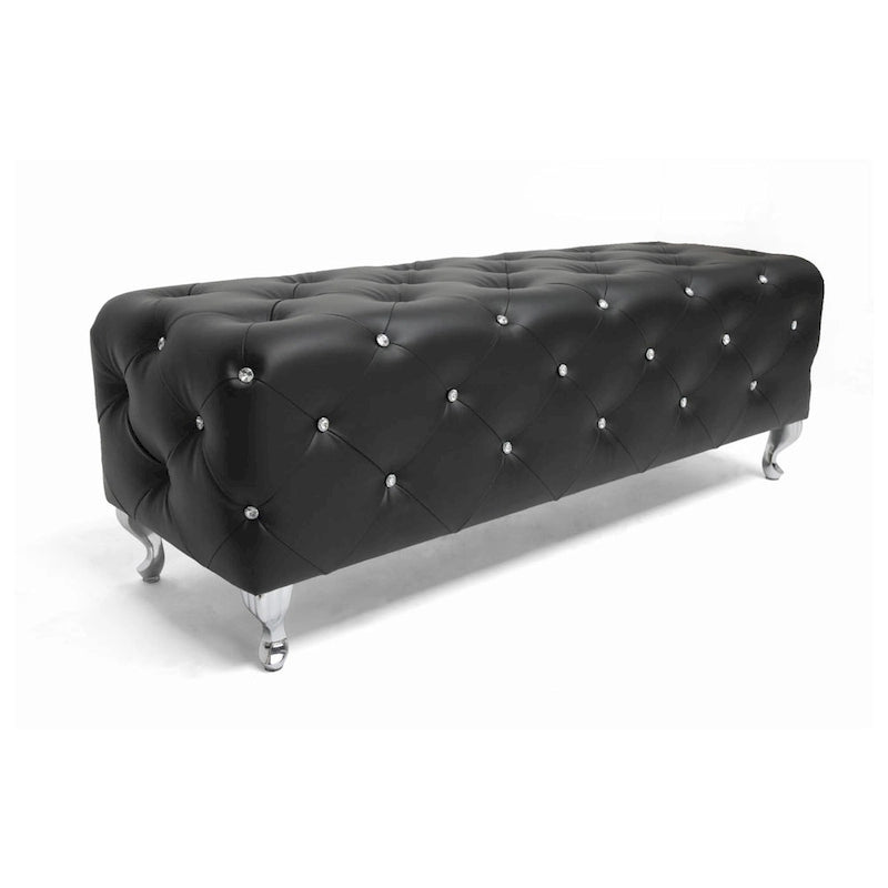 Silver Orchid Heston Crystal Tufted Modern Bench