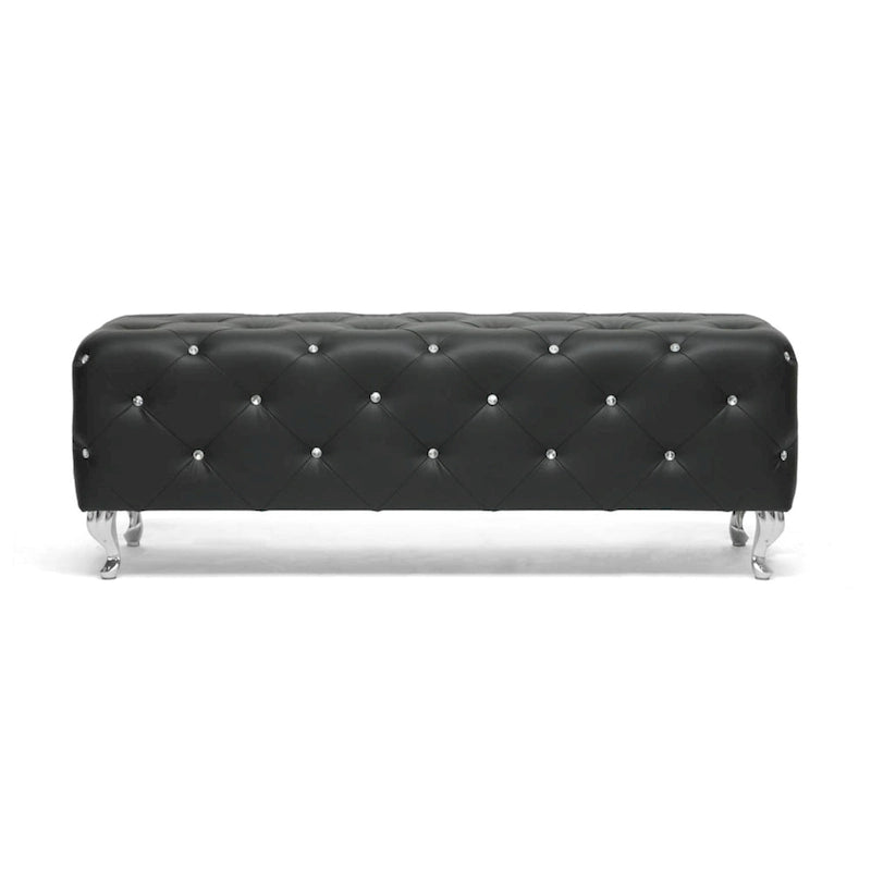 Silver Orchid Heston Crystal Tufted Modern Bench