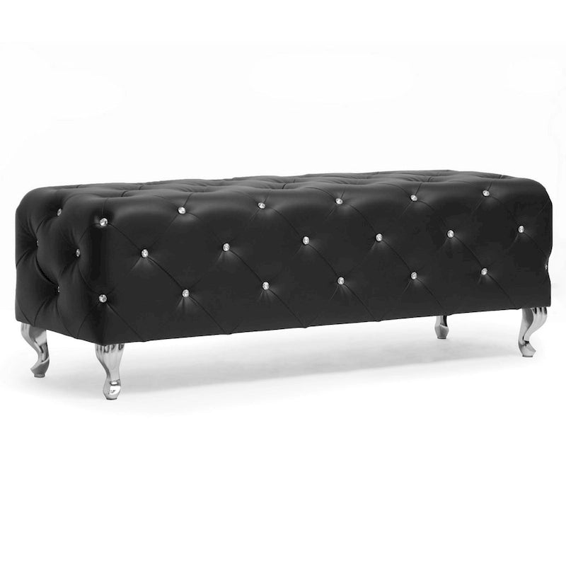 Silver Orchid Heston Crystal Tufted Modern Bench