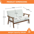 HOMEFUN Mid-Century Linen/PU Upholstered Wood Frame Tufted Loveseat Sofa