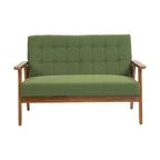 HOMEFUN Mid-Century Linen/PU Upholstered Wood Frame Tufted Loveseat Sofa