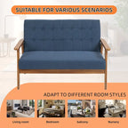 HOMEFUN Mid-Century Linen/PU Upholstered Wood Frame Tufted Loveseat Sofa