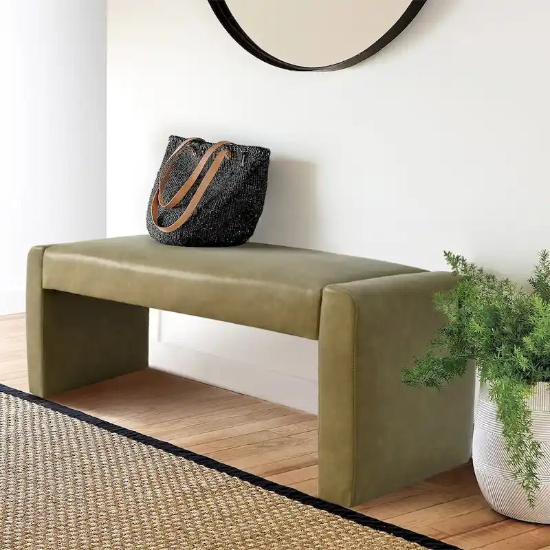 Modern Faux Leather 47 Waterfall Bench