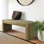 Modern Faux Leather 47 Waterfall Bench