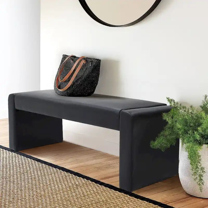Modern Faux Leather 47 Waterfall Bench