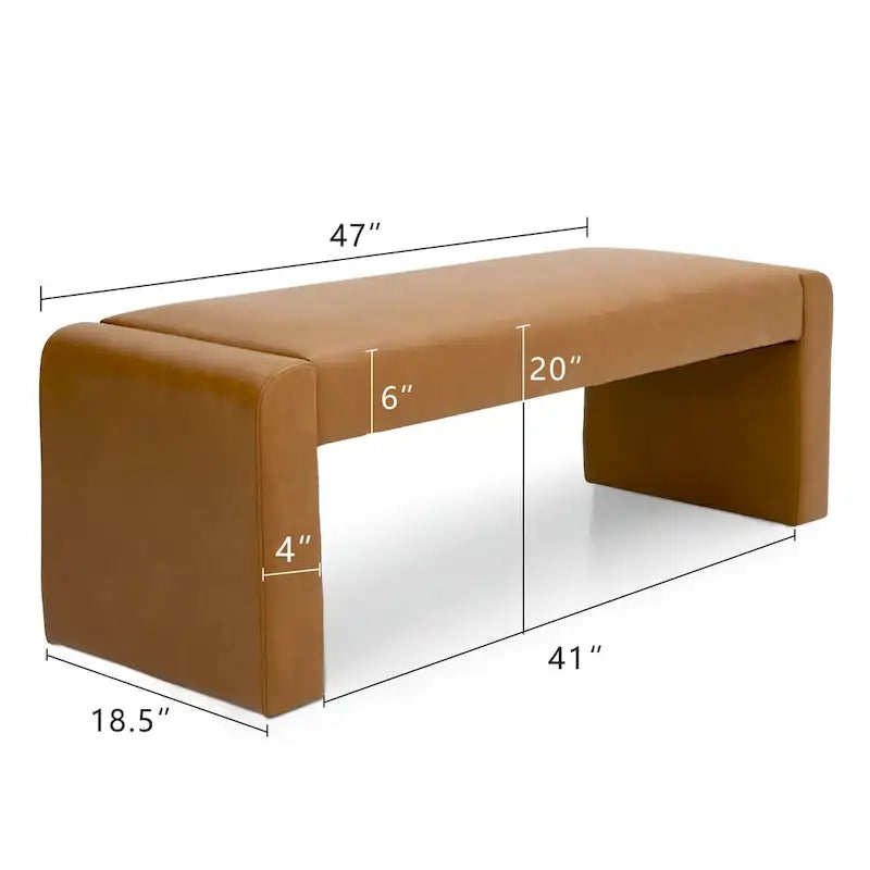 Modern Faux Leather 47 Waterfall Bench