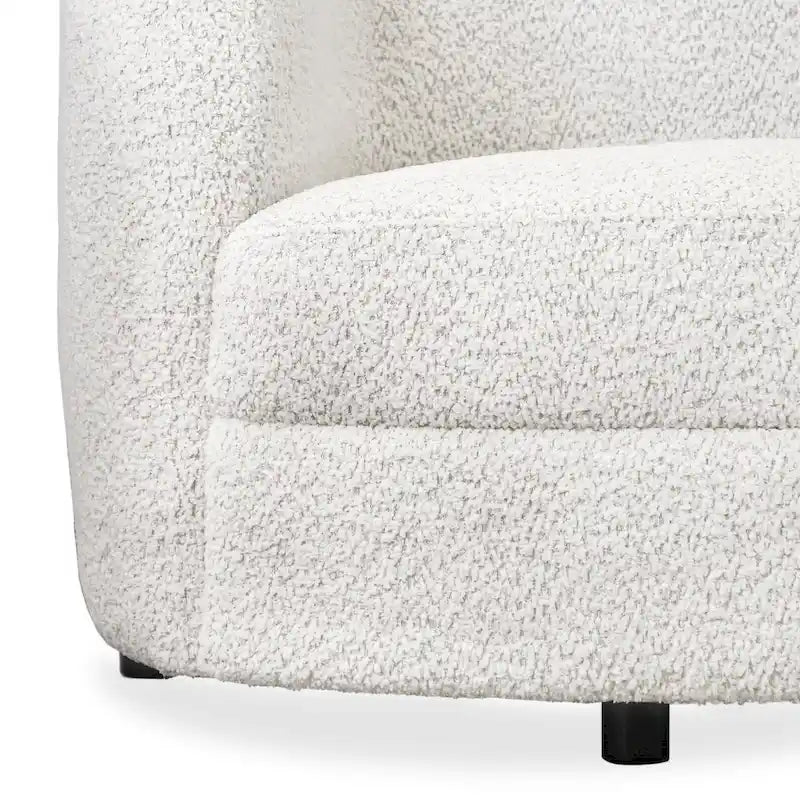 Furniture of America Ophelia Modern Curved Arms Boucle Accent Chair with Kidney Style Seat and Round Wooden Legs