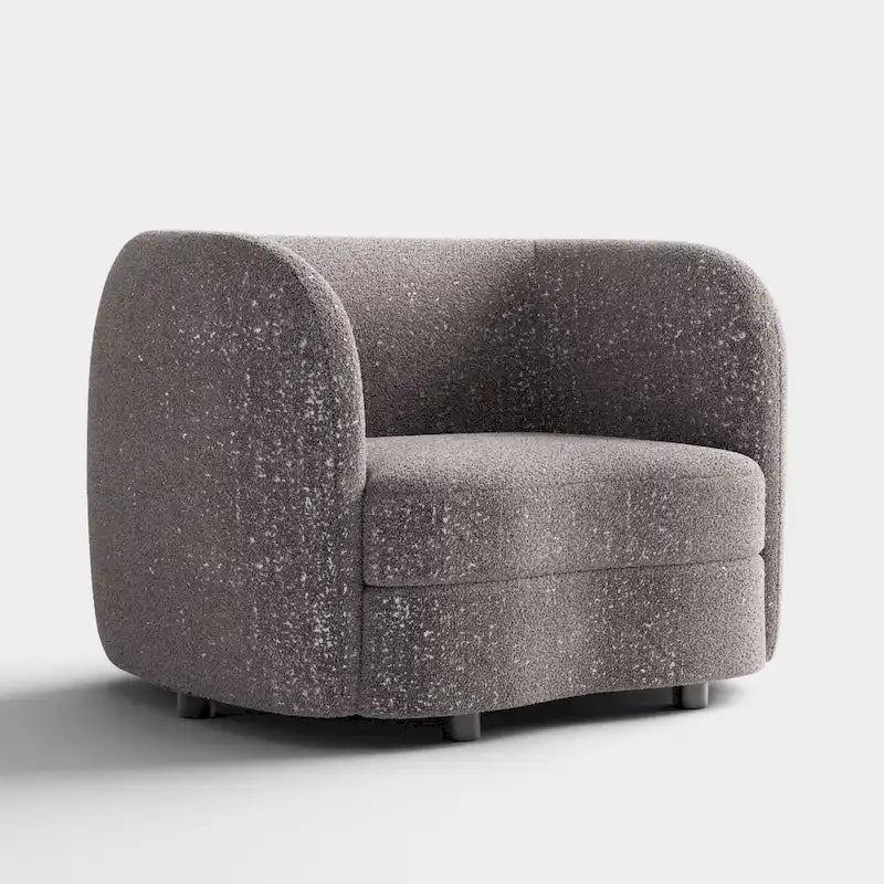 Furniture of America Ophelia Modern Curved Arms Boucle Accent Chair with Kidney Style Seat and Round Wooden Legs