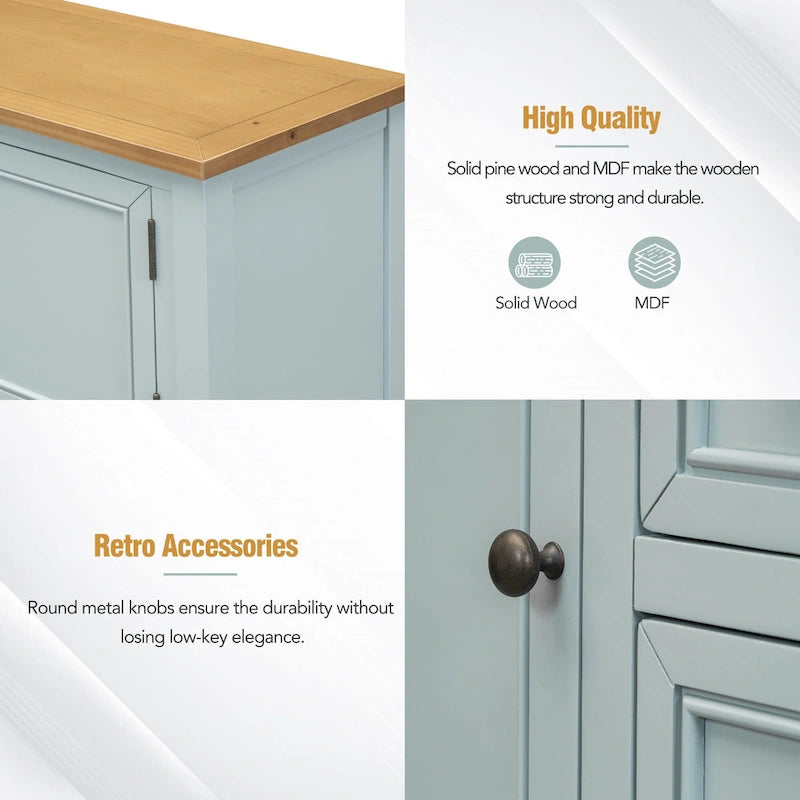 Vintage Console Table with 4 Drawers and Bottom Shelf