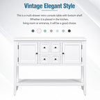 Vintage Console Table with 4 Drawers and Bottom Shelf