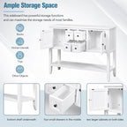 Vintage Console Table with 4 Drawers and Bottom Shelf