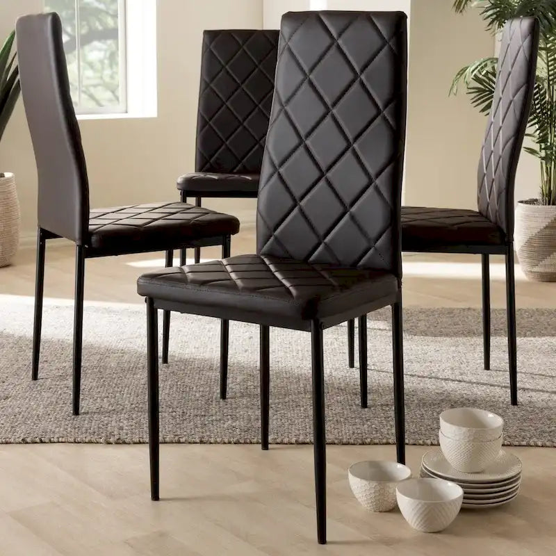 Modern Faux Leather Dining Chair 4-Piece Set by Baxton Studio