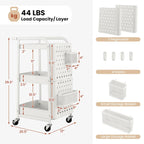 3Tier Rolling Cart Storage Trolley Organizer Mobile Metal Utility Cart
