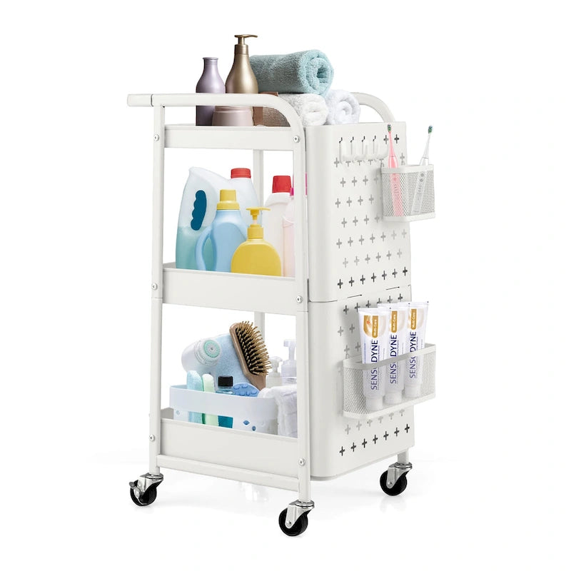 3Tier Rolling Cart Storage Trolley Organizer Mobile Metal Utility Cart