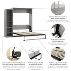 Claremont Queen Murphy Bed with Closet Organizer (85W) by Bestar