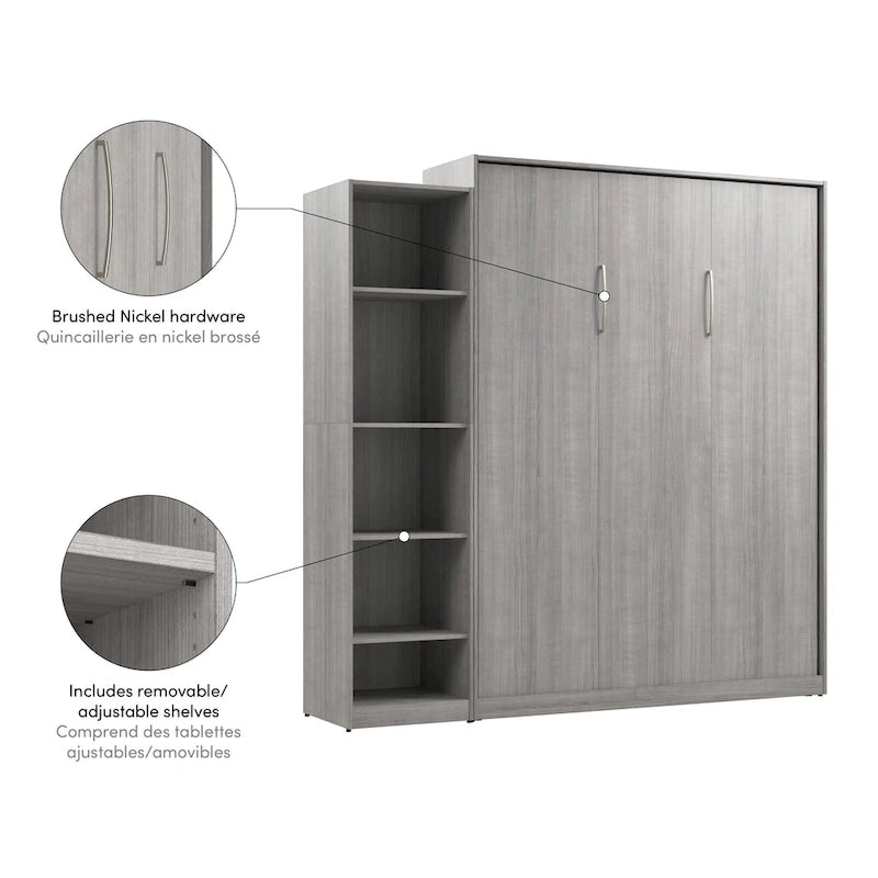 Claremont Queen Murphy Bed with Closet Organizer (85W) by Bestar