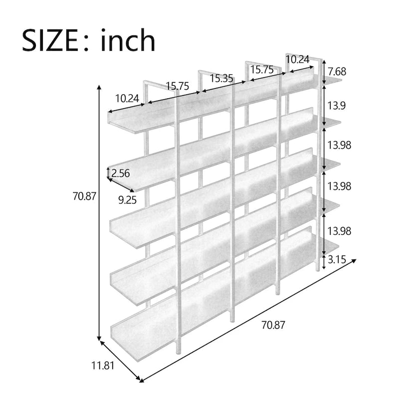 5 Tier Bookcase Home Office Open Bookshelf