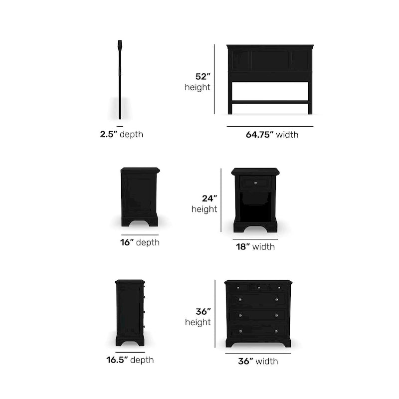 Bedford 3-Piece Queen/Full Headboard Night Stand and Chest Set by Homestyles