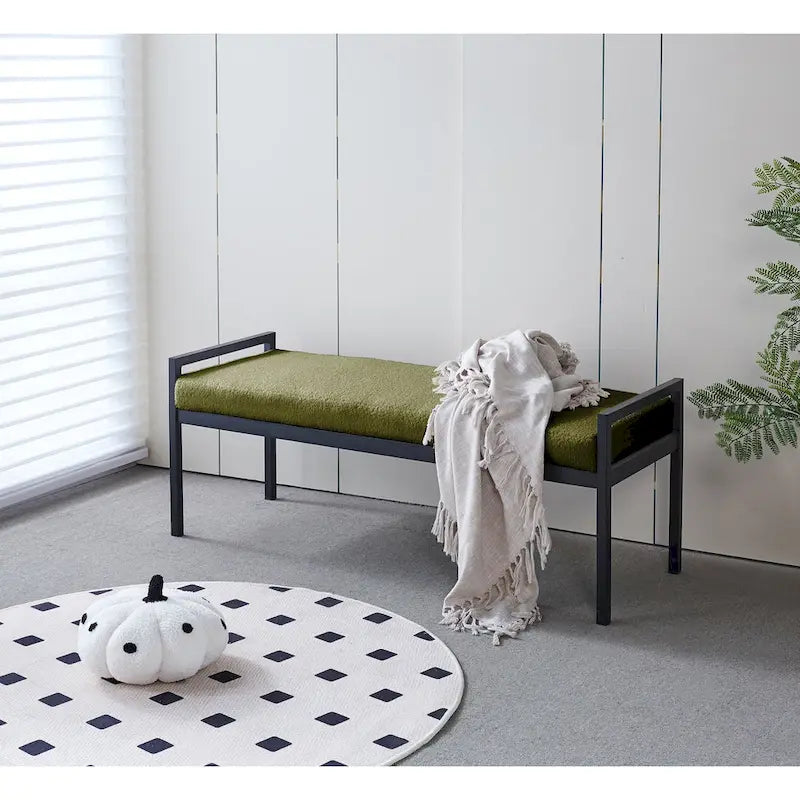 Porthos Home Rue Teddy Fabric Upholstered Bench with Steel Legs
