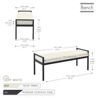 Porthos Home Rue Teddy Fabric Upholstered Bench with Steel Legs